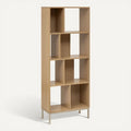 **Technische titel in het Nederlands: Moderne houten boekenplank met open compartimenten**