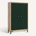 **Technische titel in het Nederlands:** Strak ontworpen kast met ribbelpanelen en houten afwerking