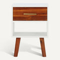 **Technische Titel in het Nederlands: Moderne nachtkast met houten accent en minimalistisch ontwerp**